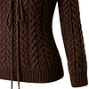 Women's Vintage Cable Knit Sweater With Lace-Up Front Brown by Inlyline