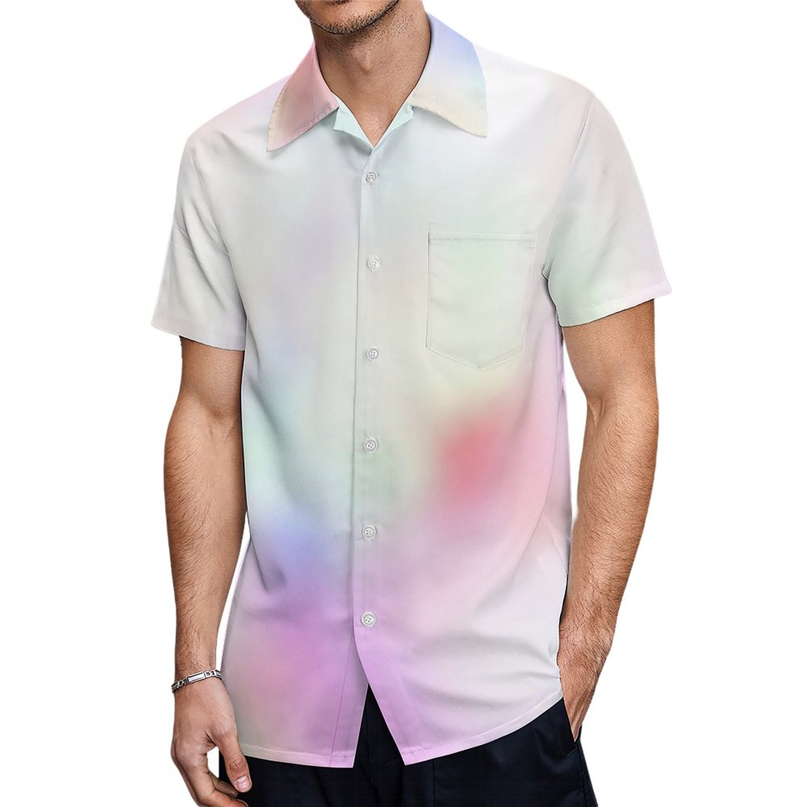 Purple Unicorn Pink Peach Rainbow Hawaiian Shirt Mens Button Down Plus Size Tropical Hawaii Beach Shirts