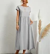 2023 Spring Fashion Solid Color Cotton Linen Pocket Dress