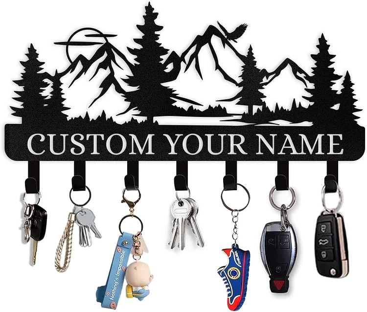 Personalized Key Holder for Wall, Custom Forest Deer Coat Rack Wall Hanging, Key Metal Key Holder Wall Mount, Key Holder for Wall, Key Rack Organizer for Kitchen, Hallway, Doorway, Home Decor Gift