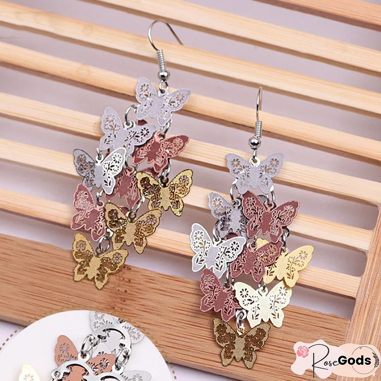 Colorful Copper Butterfly Earrings