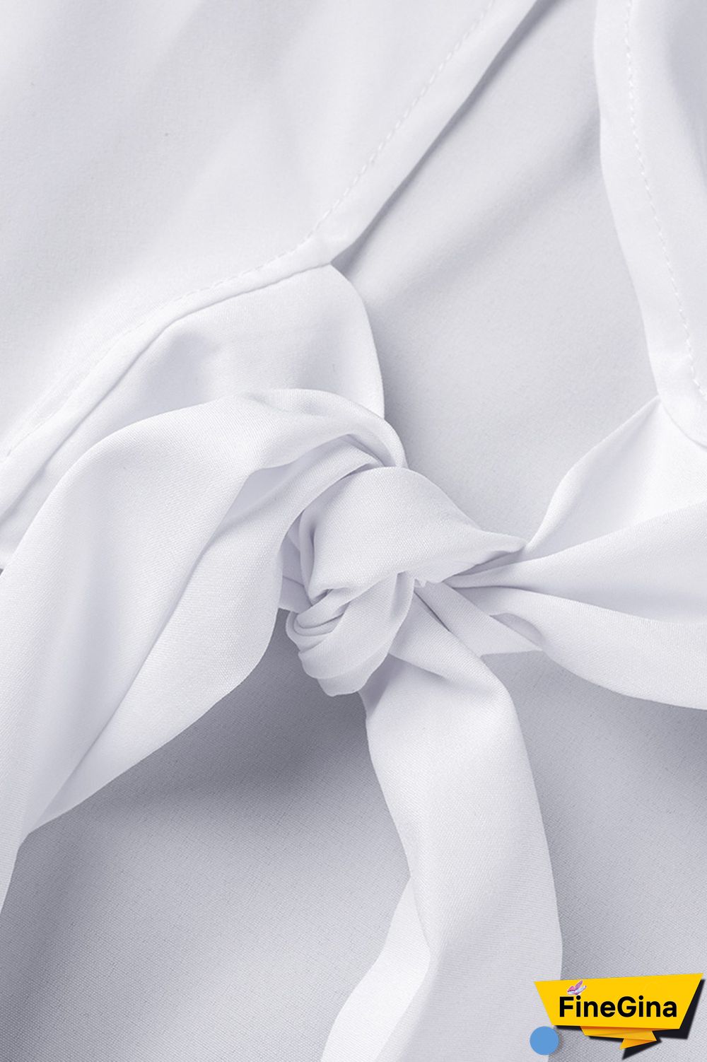 Sky Blue Casual Solid Frenulum Backless Asymmetrical Shirt Collar Tops