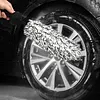 2pcs Wheel Barrel Brush Microfiber Wheel Cleaner Brush Removable Cover Auto Tire Cleaning Scrubber Auto Accessories for Car Maintenance Vehicle Wash Tool (black)