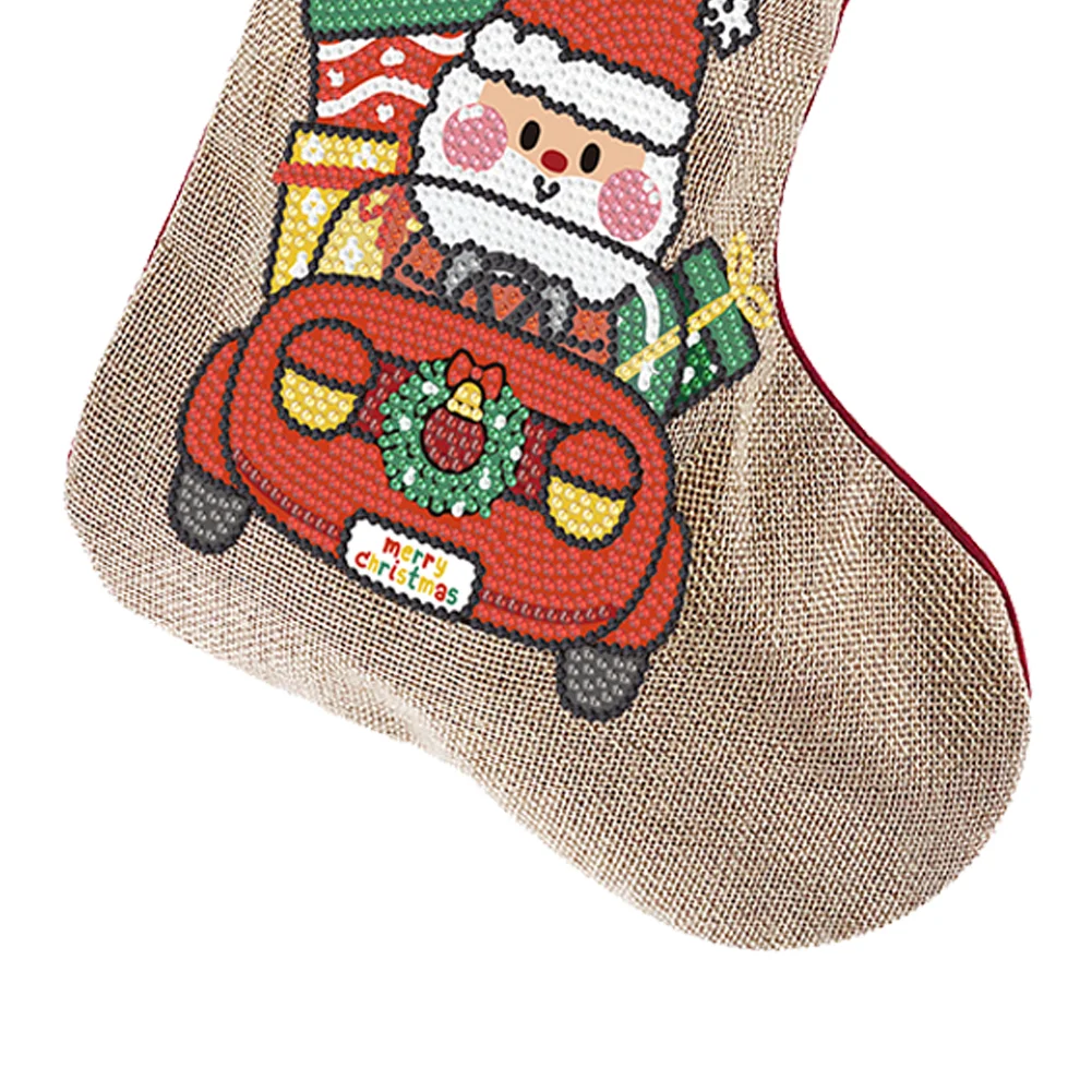 DIY Santa Christmas Socks Decor DIY Diamond Art Kits for Family Party Decoration(20*35cm)