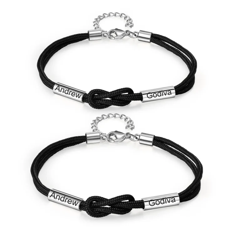 2PCS Bracelets 2 Prénoms Personnalisés bracelet en commun pour Un couple Bracelet Jessemade FR