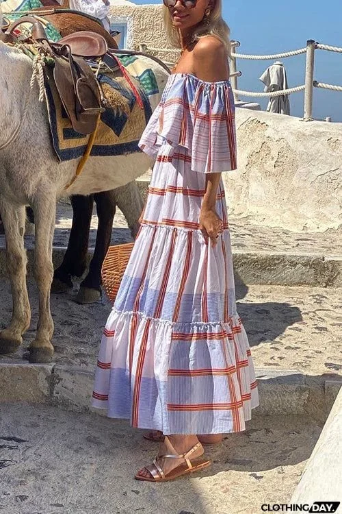 Fashion Off-Sleeve Short Sleeve Resort Dress