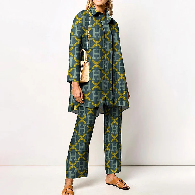 Fashion Geometric Print Two Piece Set