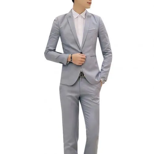 Fashion Mens Suits with Pants Solid Men's Blazer Slim and Fits Wedding Male Groom Tuxedos suit Prom (Jacket+Pants) costume homme