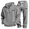 Men's Waffle-Knit Casual Hooded Sweatshirt Set