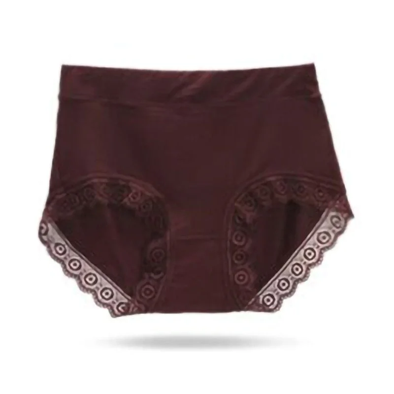 Women's Cotton Underwear Sexy Lace Panties Plus Size Fashion Solid Color  Briefs High Waist Seamless Underpants Female Lingerie