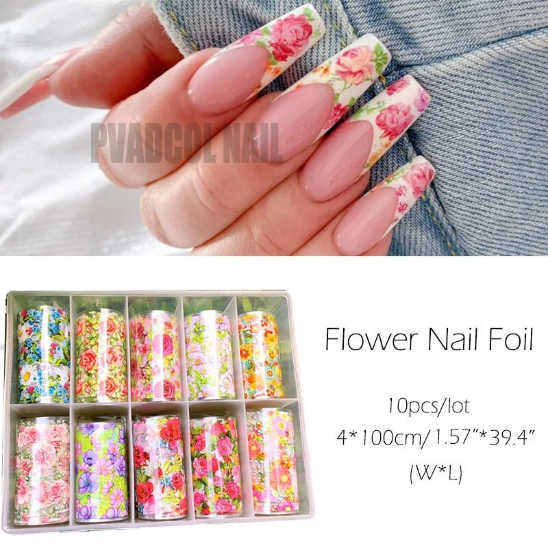 Animal Print Nail Foils Stickers Decal Sliders Transfer Foil Wrap Leopard Nail Art Sticker 10 rolls/box-Nail Inspo
