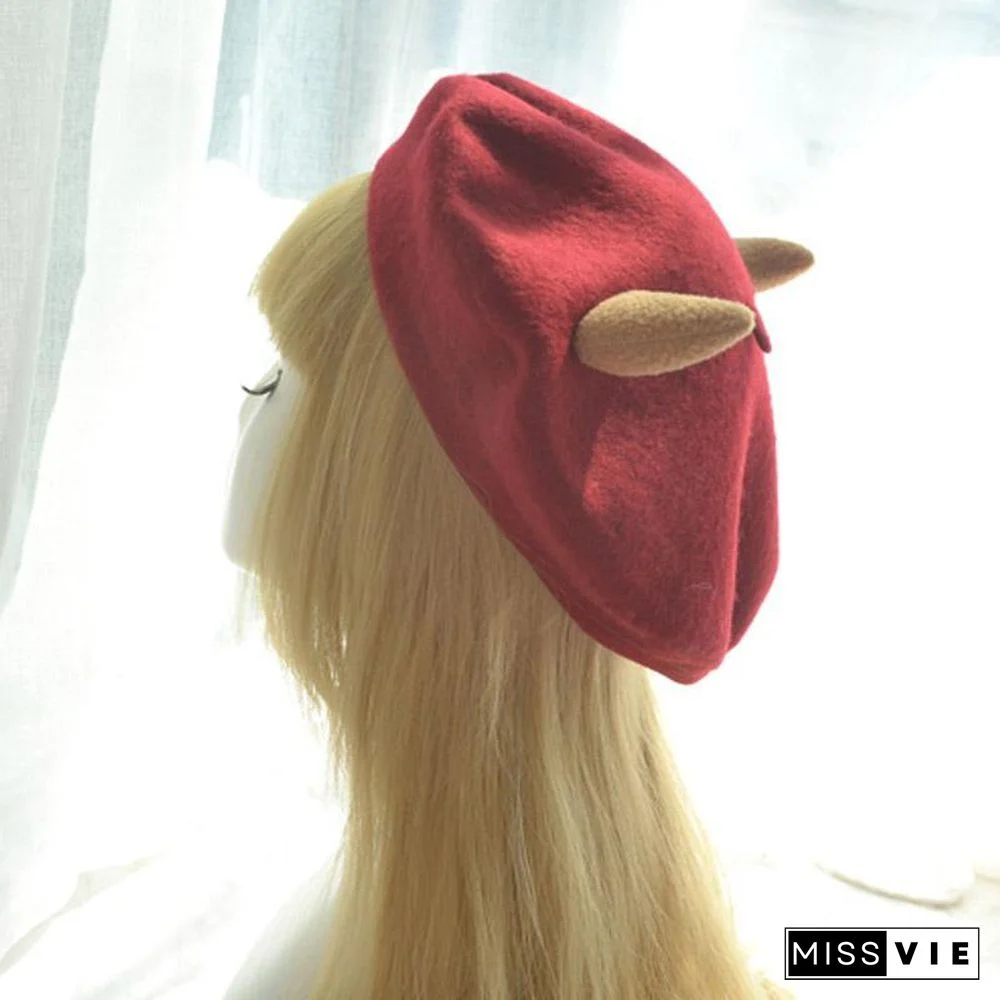 Kawaii Little Devil Horns Beret Hat