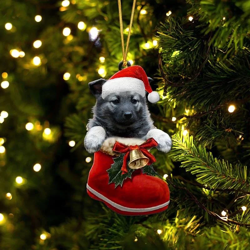 VigorDaily Norwegian Elkhound In Santa Boot Christmas Hanging Ornament SB214