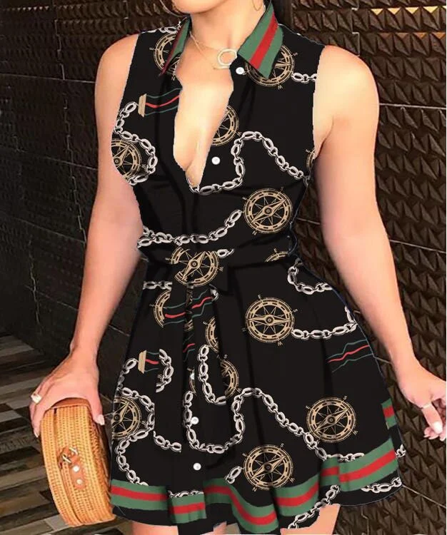 Uveng Strap Basic Model Fashion Sexy Print Dress