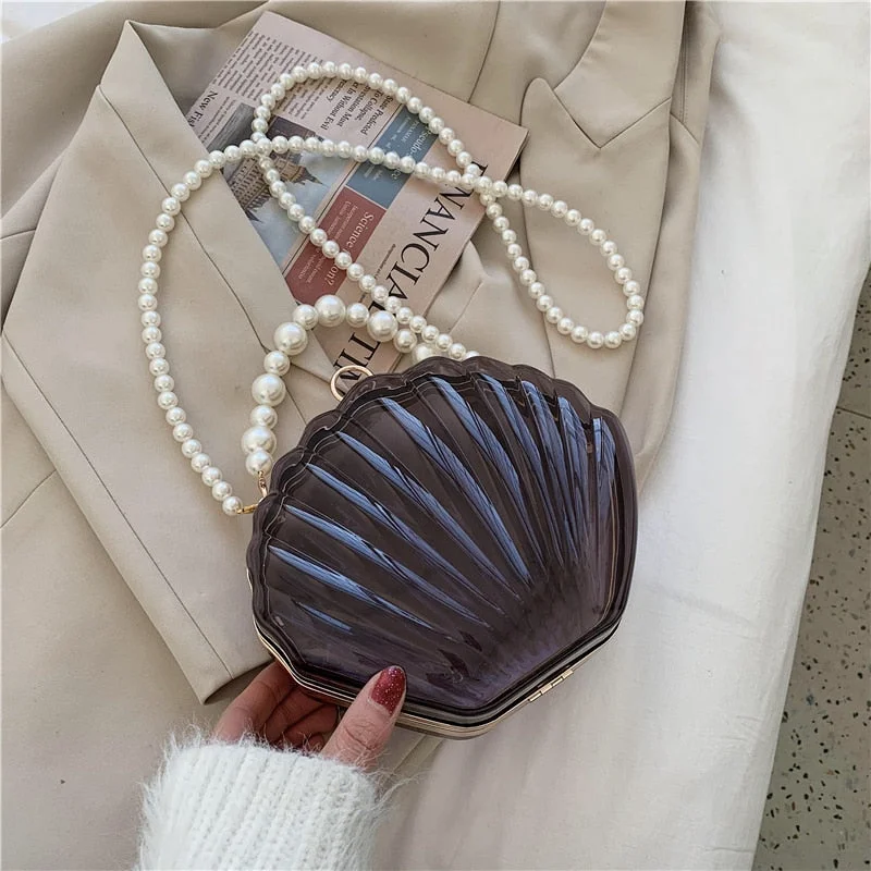 Transparent Acrylic Tote Shell bag 2021 Fashion New High quality PVC Women's Designer Handbag Pearl strap Shoulder Messenger Bag