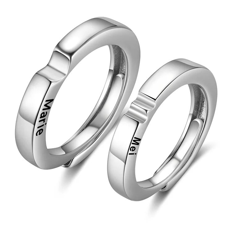 Kettenmachen Personalisierte 2 Namen Partnerring Offener Ring für Paare
