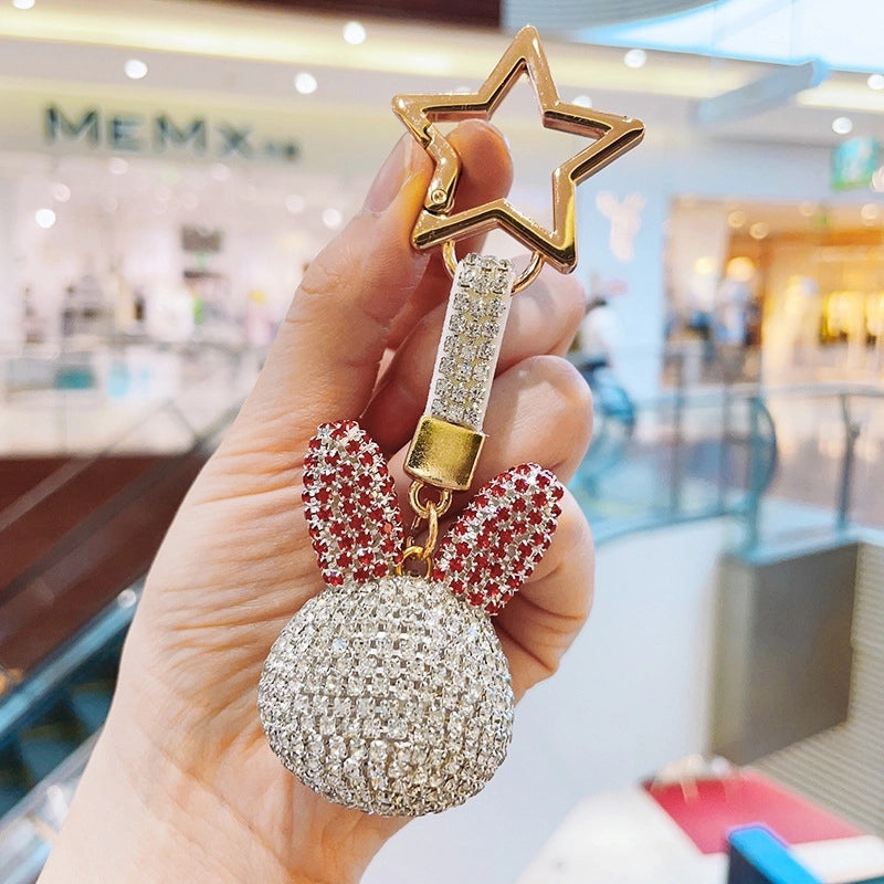 Cute Rabbit Metal Inlay Rhinestones Women’s Bag Pendant Keychain