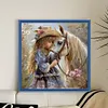 Girl And White Horse-11CT Stamped Cross Stitch 40*40cm/15.75*15.75in tapestrymarket