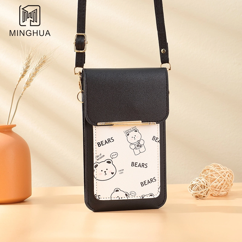 Women’s PVC Solid Color Elegant Streetwear Square Buckle Phone Wallets