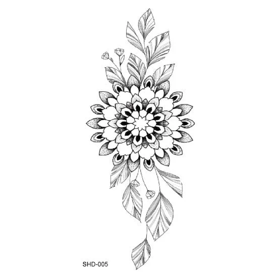 Waterproof Temporary Tattoo Black Sketchs Flowers Animal Tattoo Stickers Flash Fake Body Tattoos for Women tatuajes temporales