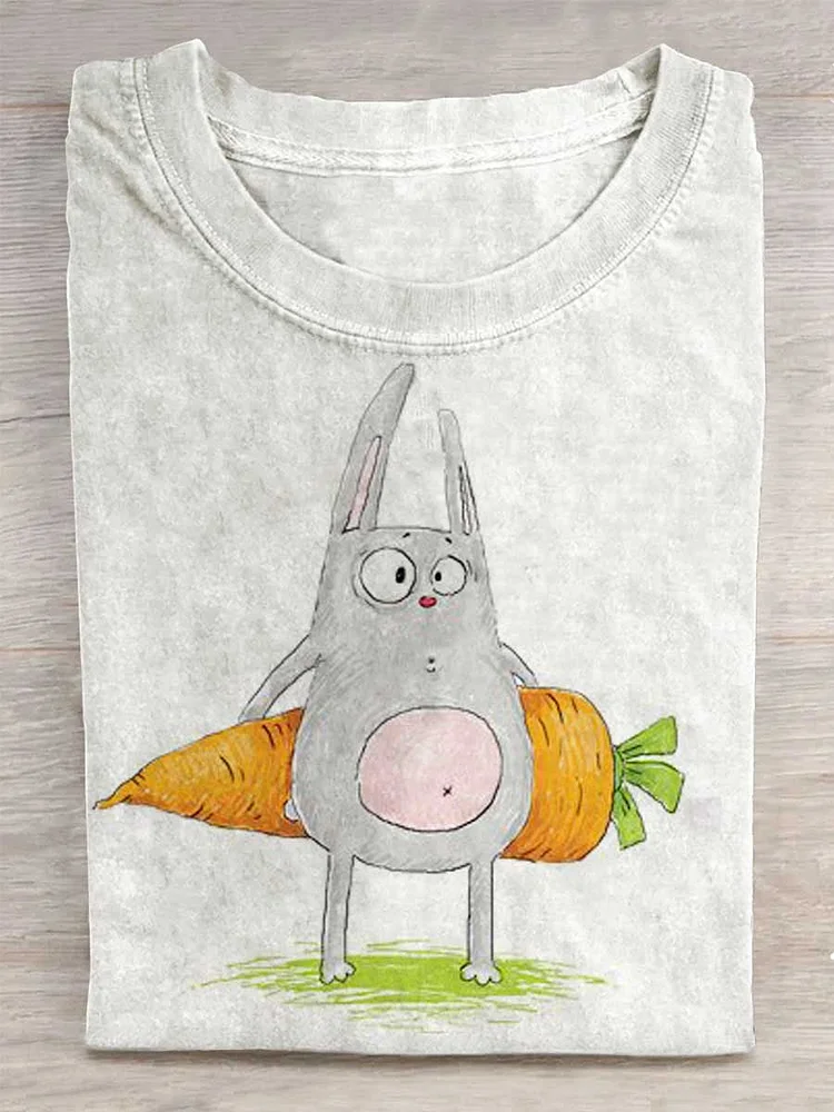 Unisex Fun Rabbit Big Carrot Abstract Print Design T-Shirt