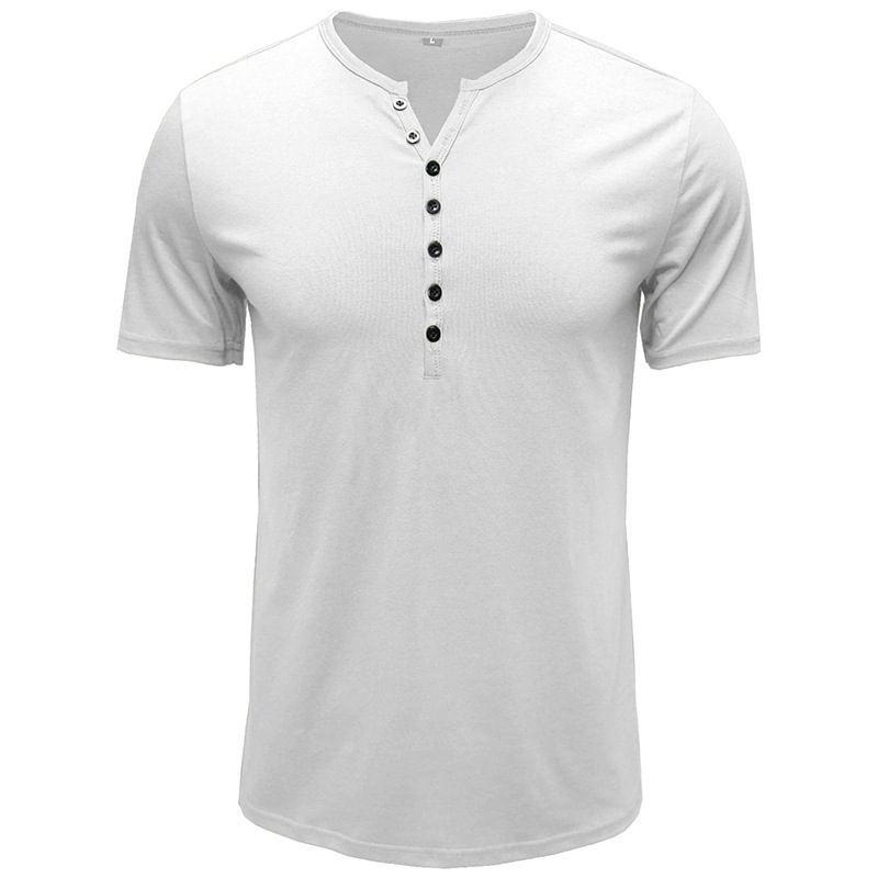 Men's Clothing Men's Henley Shirt Short Sleeved T-Shirt Solid Color Top