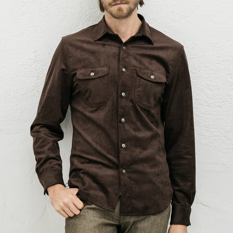 Men's Vintage Velvet Knit Single Breasted Shirt