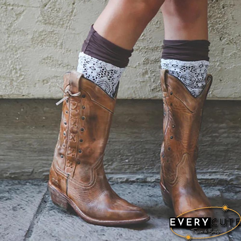 Vintage Pointed Toe Zipper Date Boots