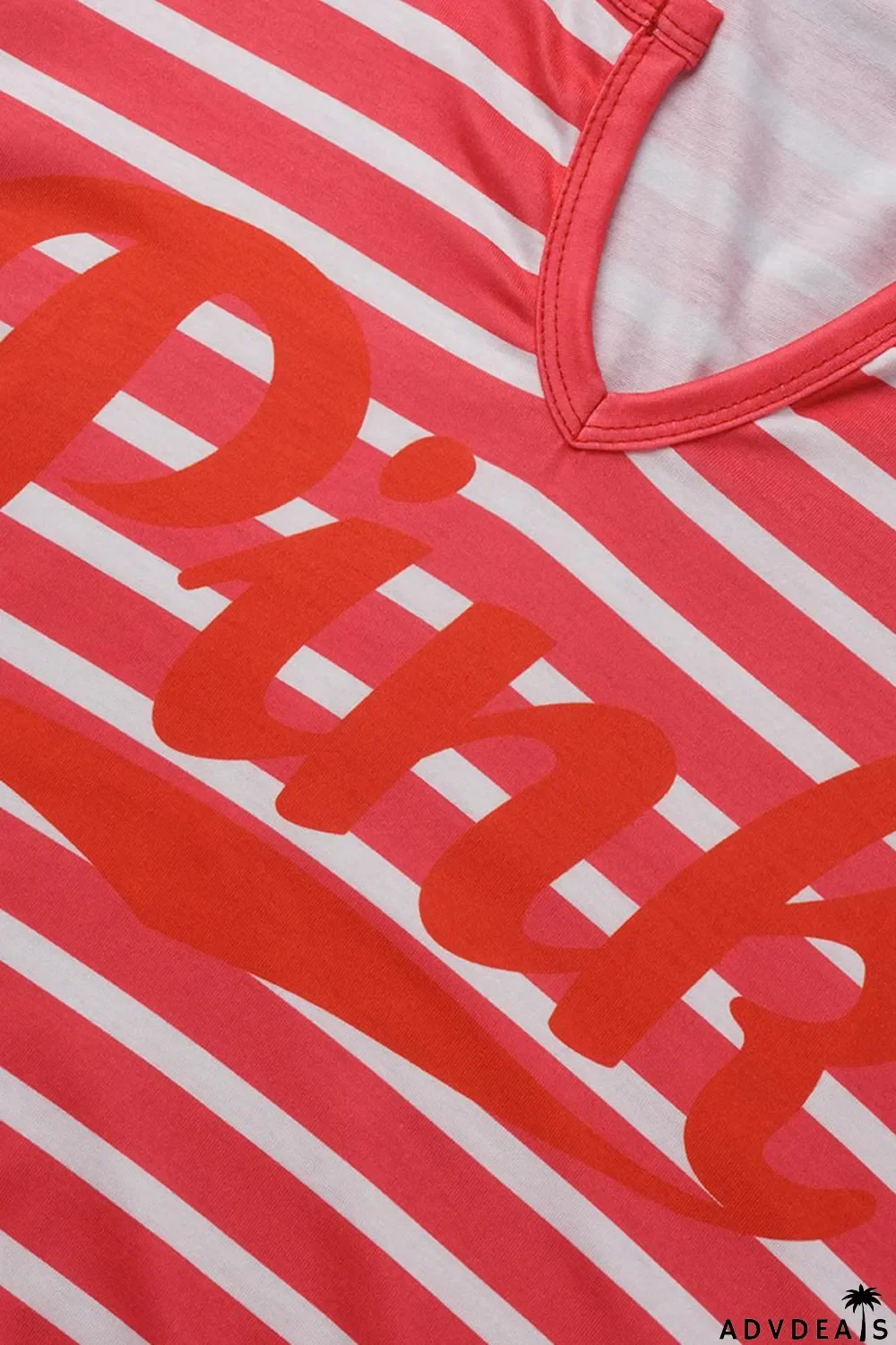 Red Casual Striped Print Patchwork V Neck Straight Plus Size Dresses