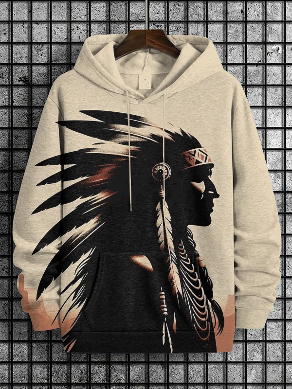 Men's Sioux Indian Aboriginal Art Print Hooded Sweatshirt