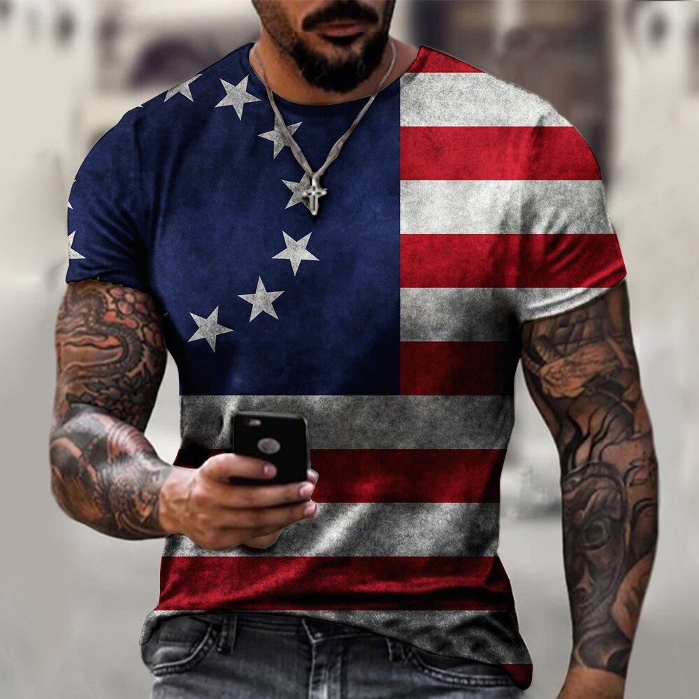 

America Flag - 3D Printed Men T Shirt, Xxl, 501 Original