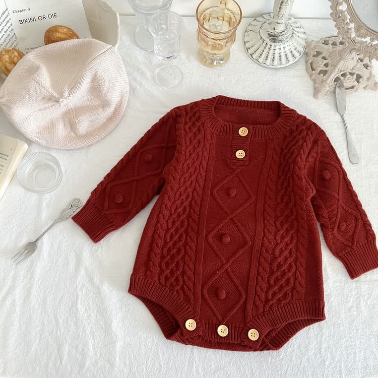 Baby Handmade Bubble Ball Knitted Bodysuit