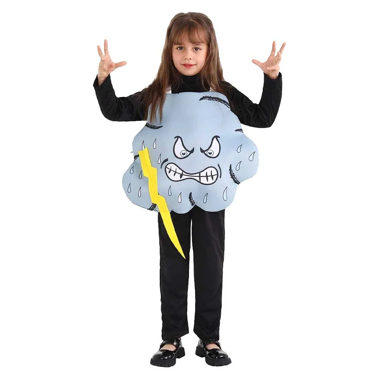 Kids Children Funny Weather Thunder Shower Outfits Cosplay Costume Carnival Suit