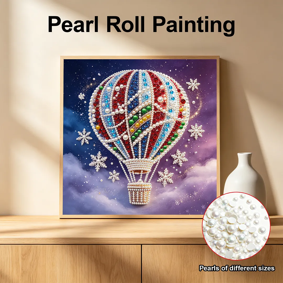 DIY Bead Art Pearl Painting Kit Frameless Canvas 30x30cm(Sky Balloon)