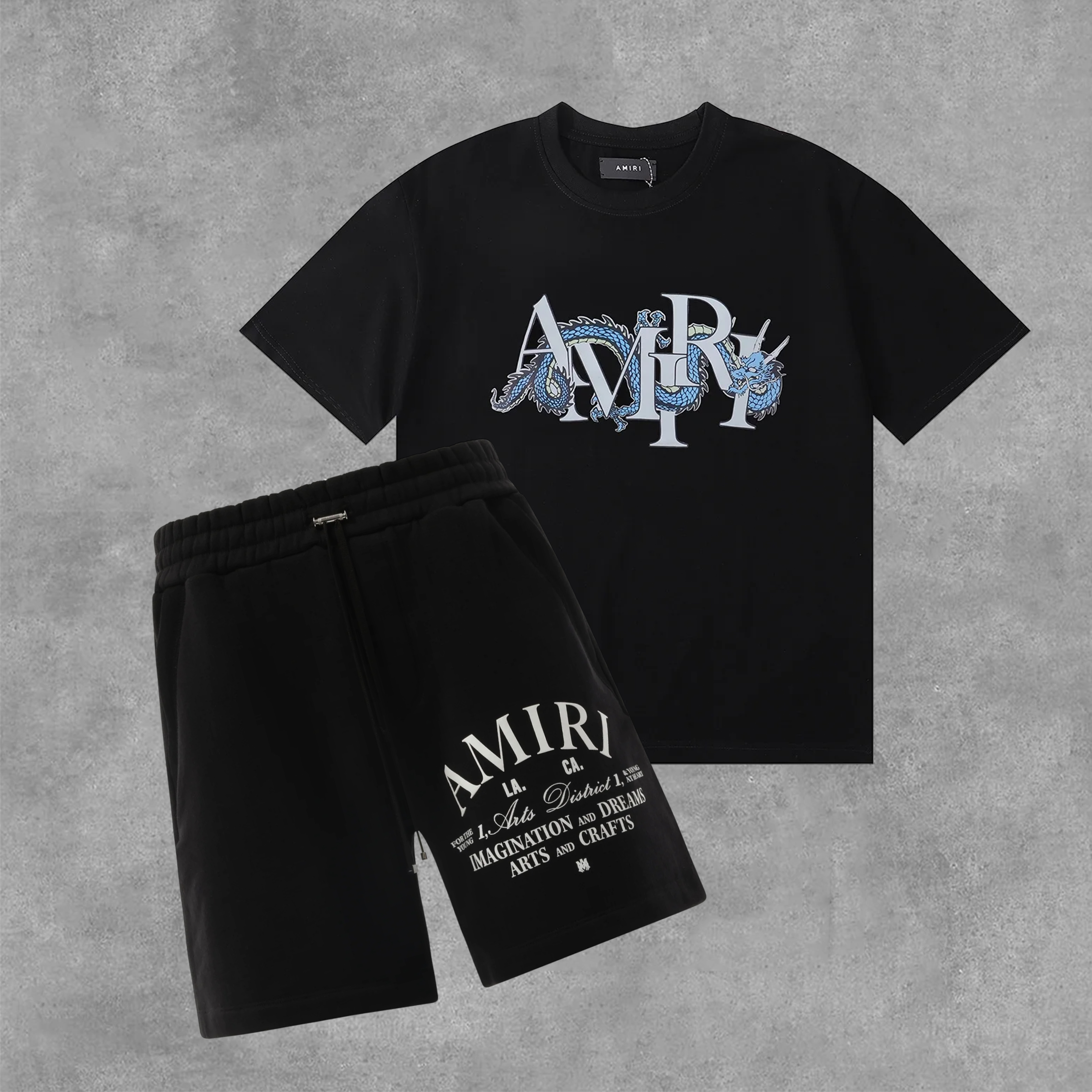 Amiri Dragon Alphabet Printed T-Shirt And Shorts Co-Ord