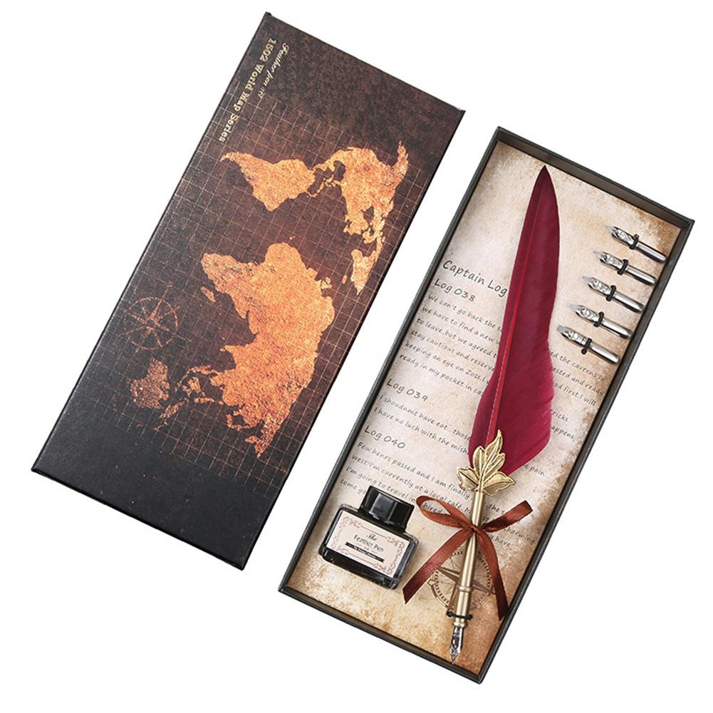 

Vintage Calligraphy Feather Dip Pen Writing Set Quill Fountain Pens Gifts, 501 Original