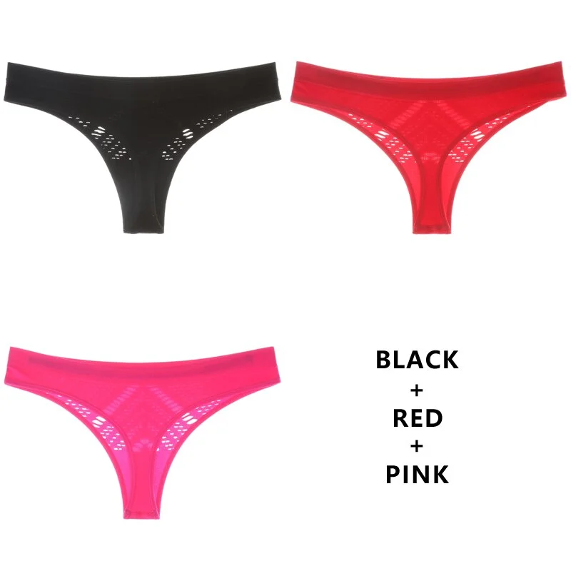 Meet'r 3Pcs/Lot Hollow Out Lingerie Europe Seamless Sexy Panties Women Temptation Underwear Mid-waist G String Drop Shipping