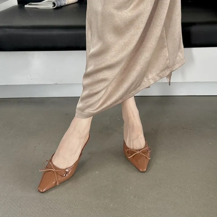 Brownm Brownm New Fall 2024 Dress With Low Heel Bow And Half Slippers