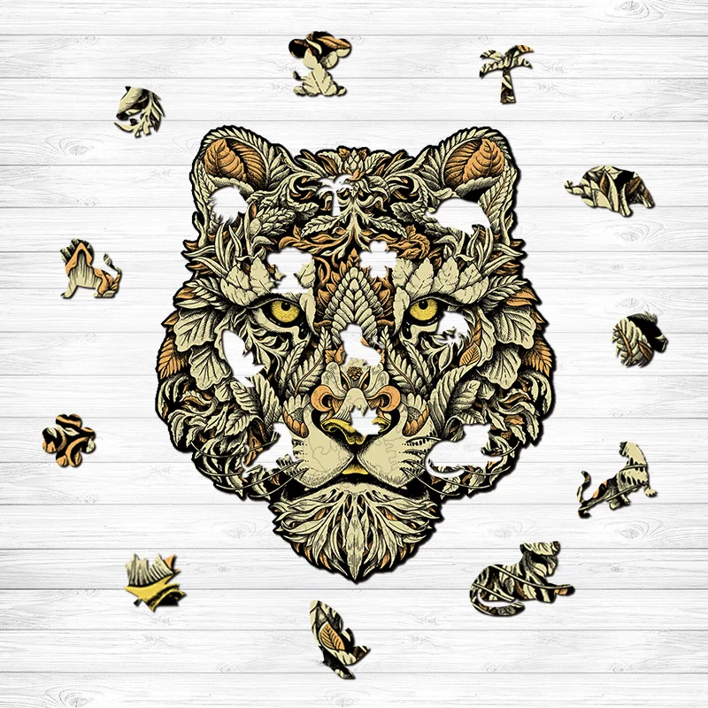 Jeffpuzzle™-JEFFPUZZLE™ Ferocious Leopard Wooden Puzzle