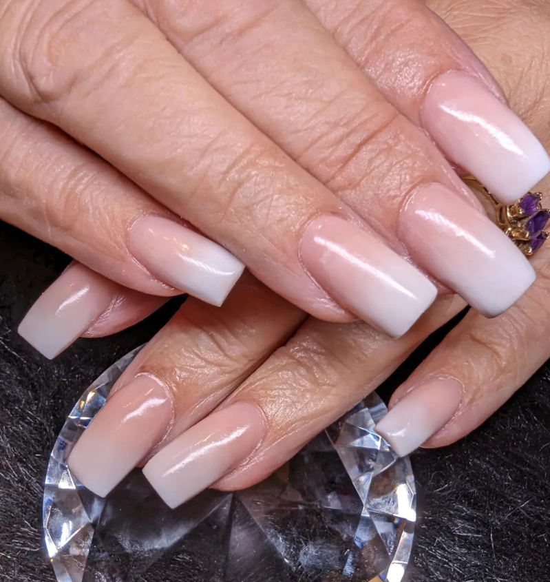 Pink and White Ombre Full Set of Fake Nails | The Nailest