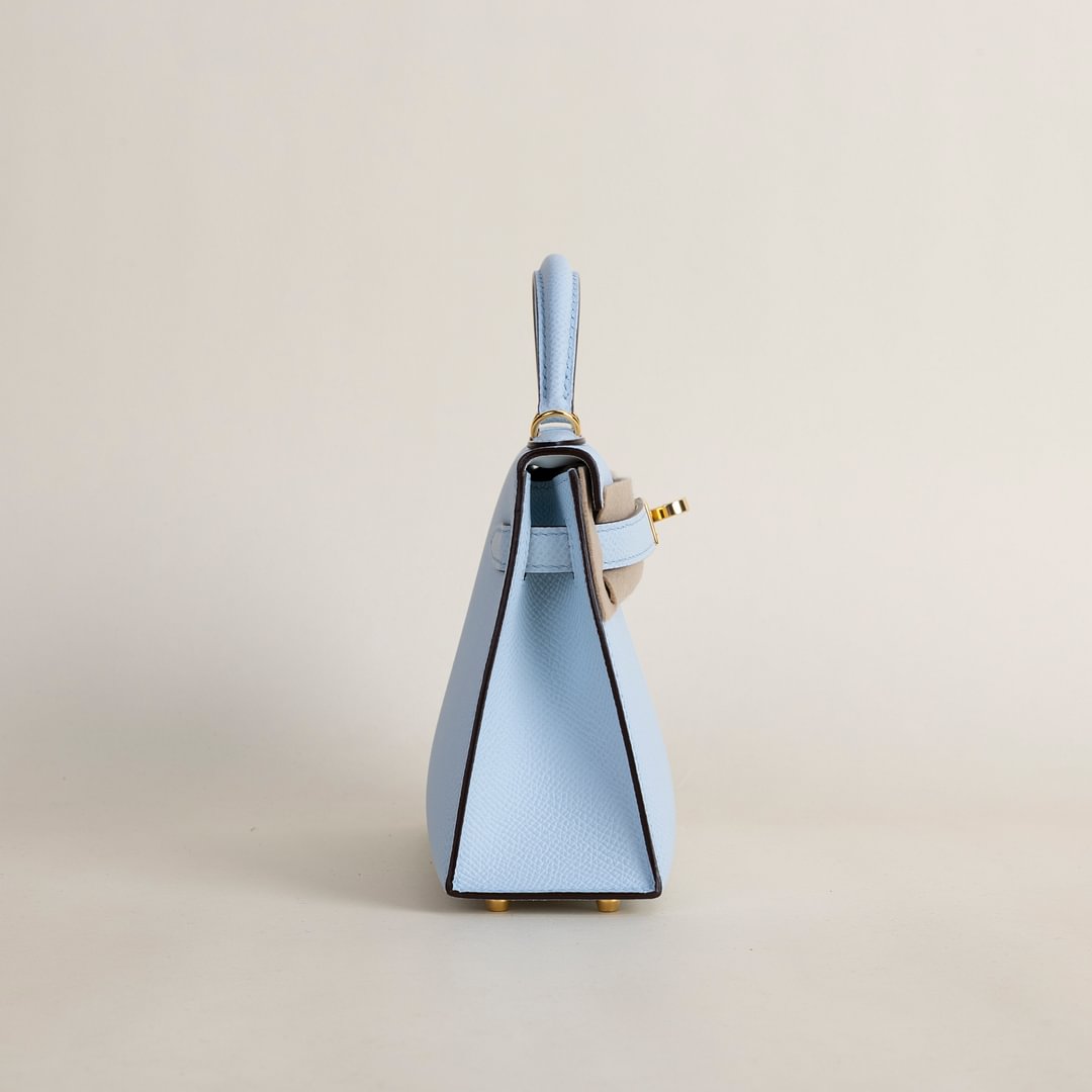 Mini Kelly II Epsom T0 Bleu Brume GHW