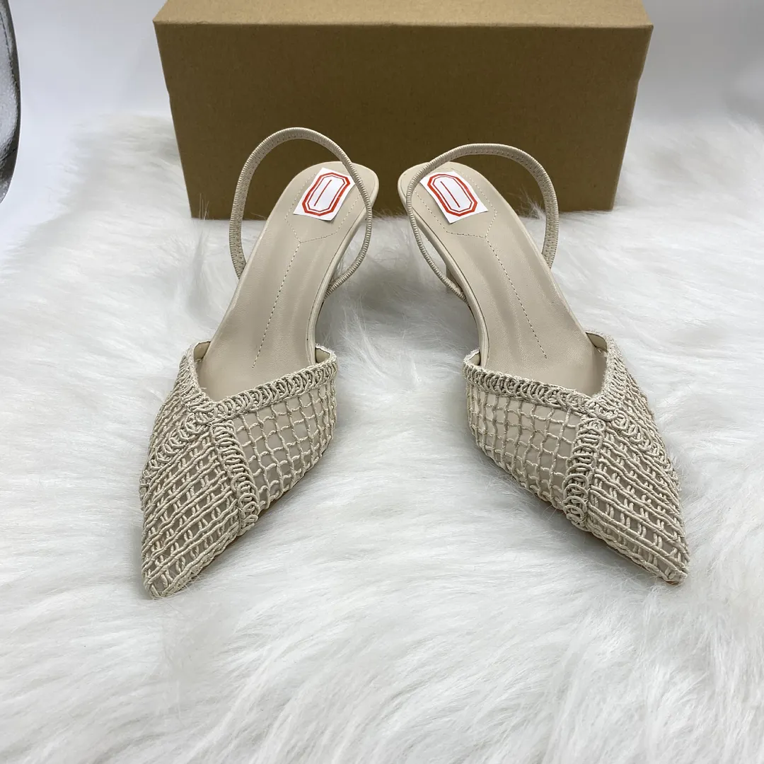Breakj Breakj Home 2025 New Pointed High Heels Coarse French Small Design Hollow Weaving Temperament Buntret