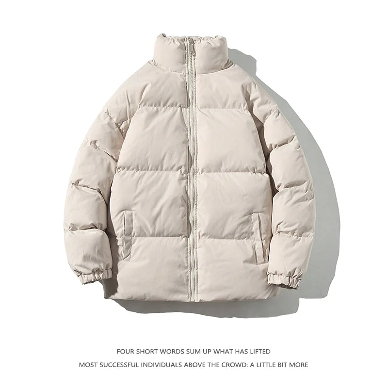 Inongge Streetwear Harajuku Warm Men's Winter Coat Solid Color Casual Parka Stand Collar Fashion Oversize Women's Winter Jacket
