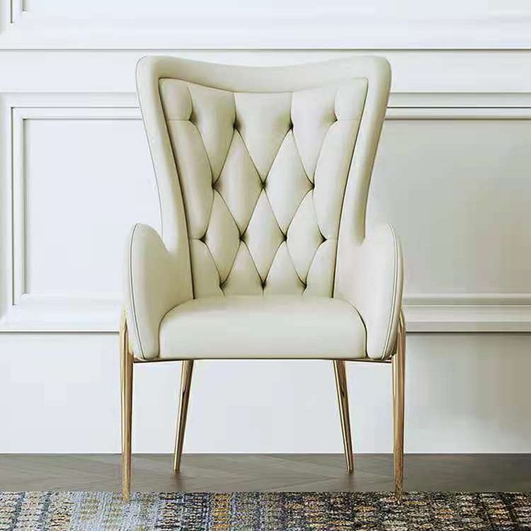 white genuine leather dining chairs