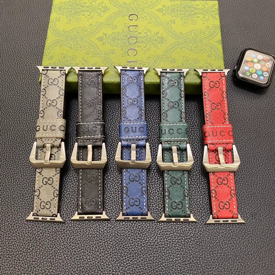 3D Premium Gucci Embossed Leather Apple Watch Strap