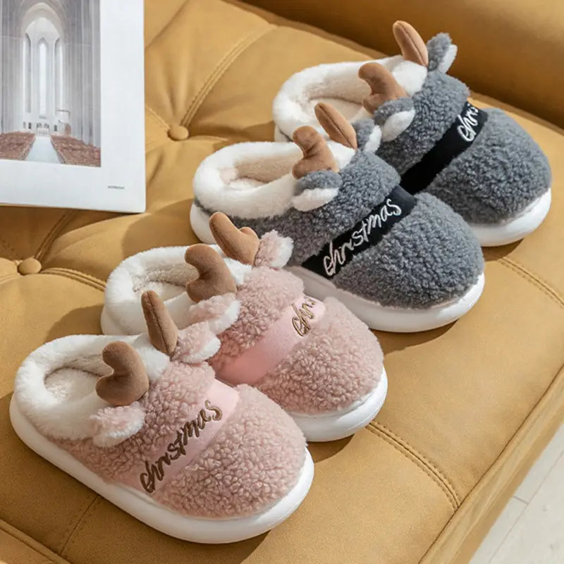 Christmas Shoes Winter Home Slippers Elk Soft Cozy