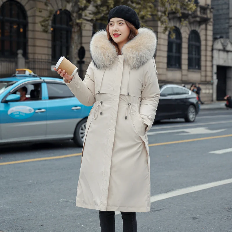 Toloer 2024 Korean Version Of Velvet Slim Parker Cotton Suit Big Wool Collar Long Can Be Removed Live Live Padded Coat Women-Outfit Ideas
