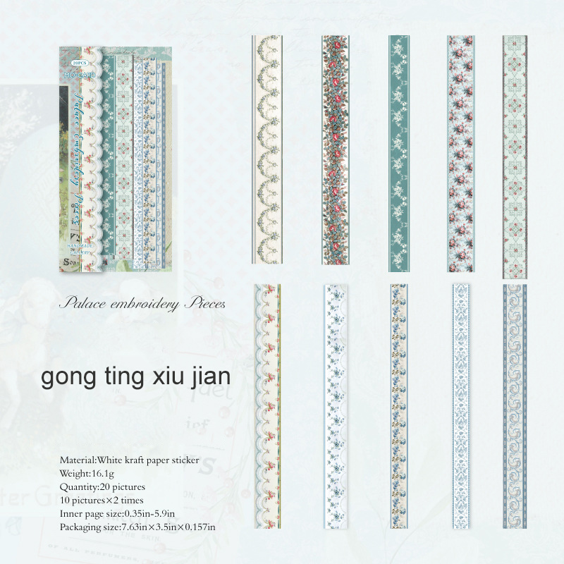 Sticker - Handmade Gallery Series Vintage Lace Flower Bow Landscape Strip 