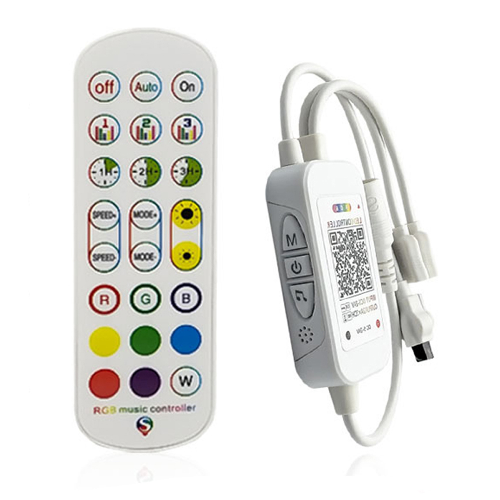 

5-24V Bluetooth LED Strip Controller App Control w/24-Key IR Remote Control, 501 Original