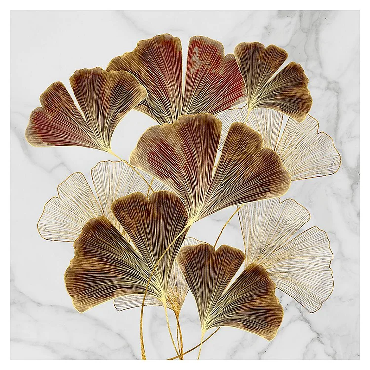 Ginkgo Leaf - 11CT 3 Strands Threads Printed Cross Stitch Kit - 60x60cm(Canvas)